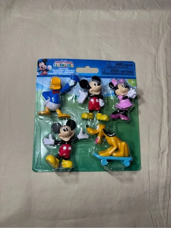 New Disney Mickey & Friends 5-Figure Playset - Red, Yellow, Blue, Pink