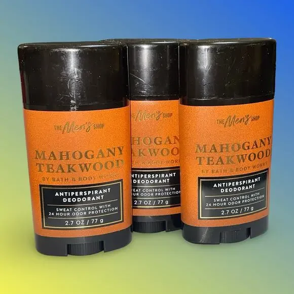 Lot of 3 Bath Body Works Mahogany Teakwood Antiperspirant Deodorant Men BBW New