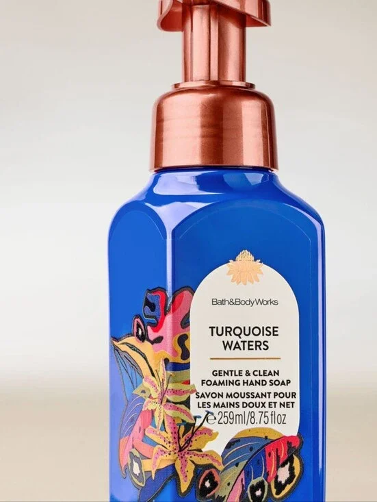Bath & Body Works Turquoise Waters Hand Soap  Blue & Rose Gold