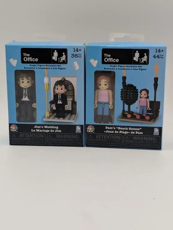 2x Phatmojo NBC The Office Sets - Jim's Wedding 36pc & Pam's Beach Games 44pc