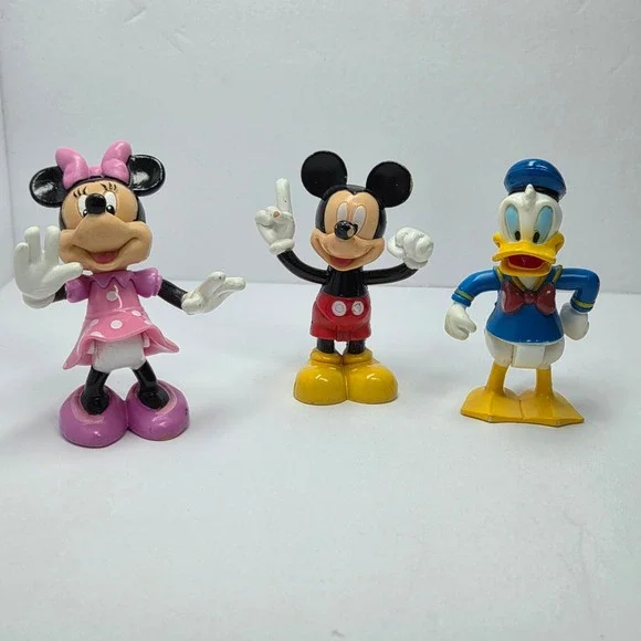 Disney Mickey Minnie Mouse Donald Duck Set 3 Inch PVC Toy Lot Bendable
