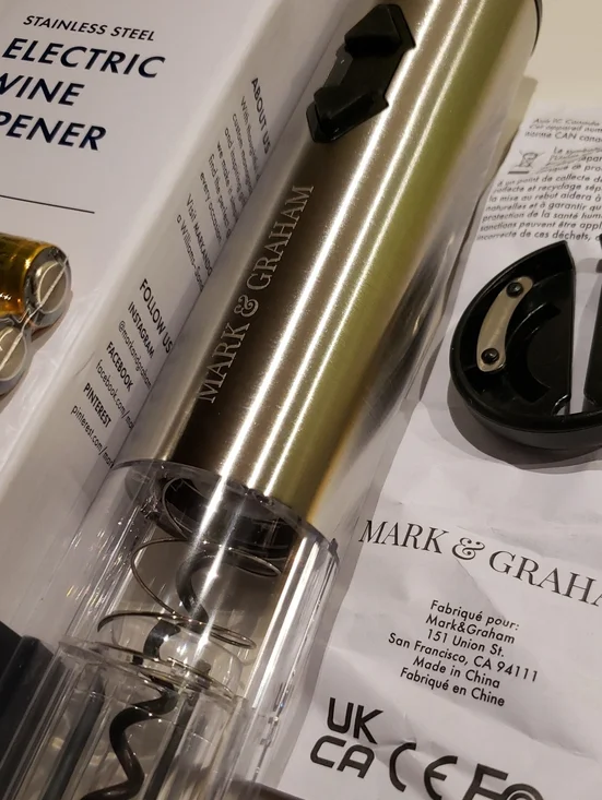 Mark & Graham Brushed Silver Electric Wine Opener