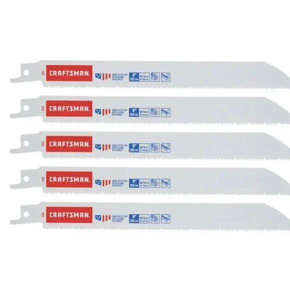Bi-metal 8-in 10/14-TPI Wood/Metal‎ Cutting Reciprocating Saw Blade (5-Pack)