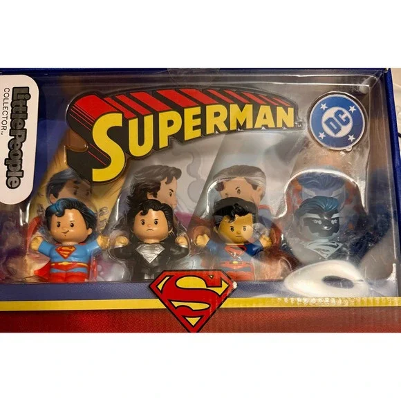 Fisher-Price Little People Collector Superman‎ Kids OS Blue NEW 4-Pack Set