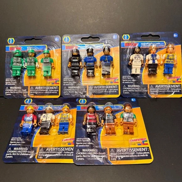 Make-It Blocks Figures Kids 15pc Multicolor NEW 5-Pack Bundle Set‎