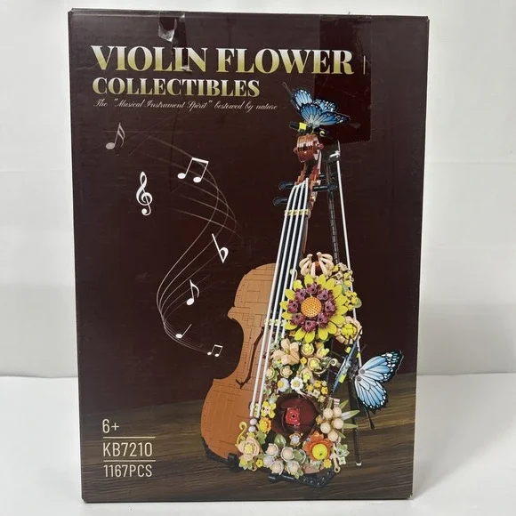 Violin Flower Butterfly Mini Guitar Blocks Building Set Collectibles House Deco