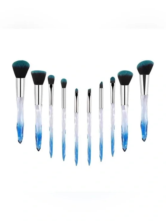10 Piece Crystal Handle Makeup Brush Set