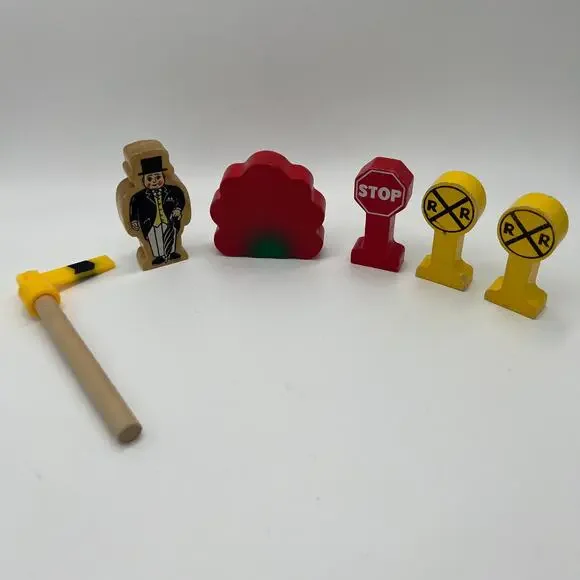 Thomas Wooden Train Figure Lot of 6 Sir Topham Hatt Signs Bush 2001 Gullane VTG