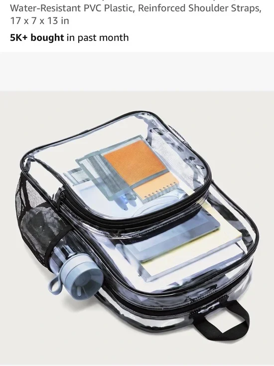 Clear Backpack – Transparent School Work Stadium Bag
