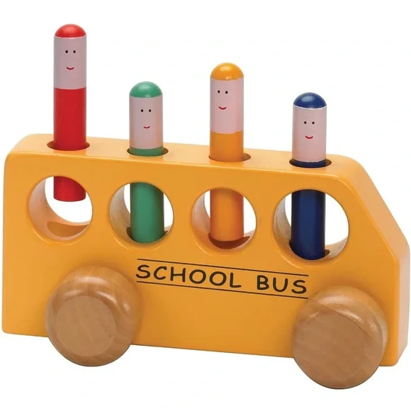 Original Toy Company Wooden Pop-up School Bus Baby Toddler Kids Toy