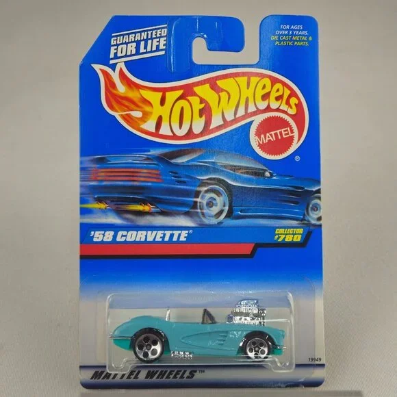 VINTAGE‎ Hot Wheels 1997 #780 '58 Corvette MINT IN CARD (K226)