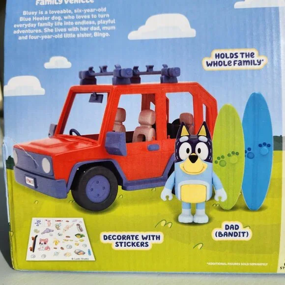 New Bluey Family Cruiser Car Vehicle Blue Dog Family Caravan Toy Set with 2 Surf