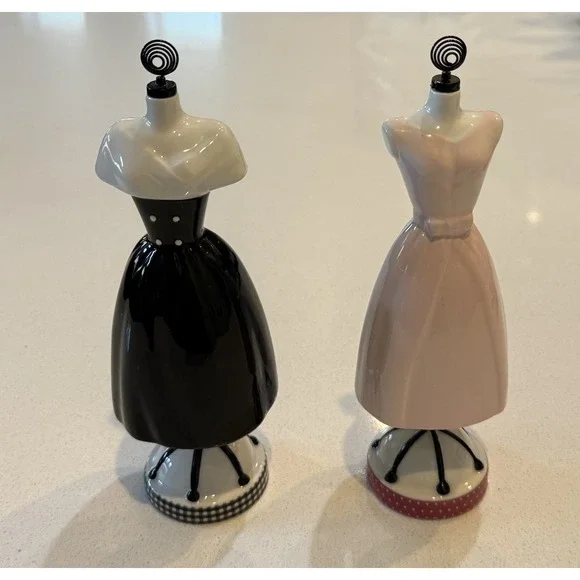 Barbie Retro‎ Dress 45th Anniversary Photo Holders Ceramic By Mattel Set Of 2