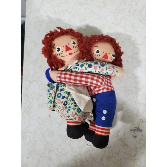 Vintage Knickerbocker Raggedy Ann and Andy Hugging Doll Plush Cloth