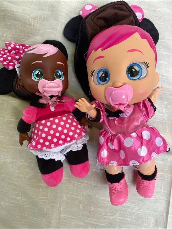 Pink Polka Dot Baby Dolls Set - Plush Interactive Toys