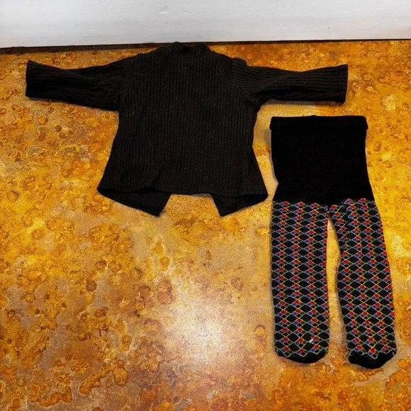 Pleasant Company Argyle Tights & Black Turtle Neck Shirt For American Girl Doll