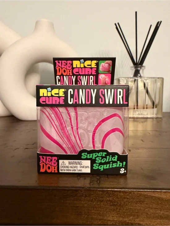 Nee Doh Nice Cube Candy Swirl Super Solid Squish - Pink