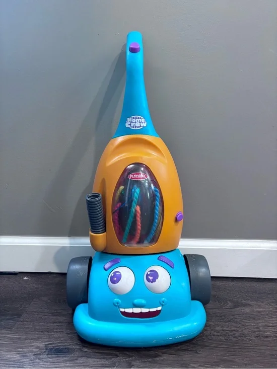 playskool vintage Blue and Orange Toy Vacuum - Kids Interactive Pretend Play