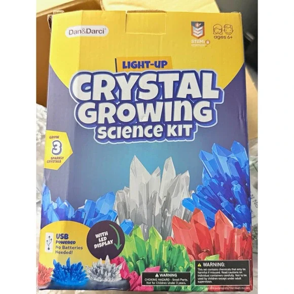 Dan&Darci Light-Up Crystal Growing Science Kit, USB LED, Ages 6+