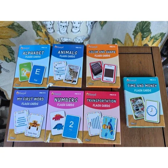 Lot of 7 Kmuysl Educational Flash Card Decks Pre-K Alphabet Numbers Animals 182