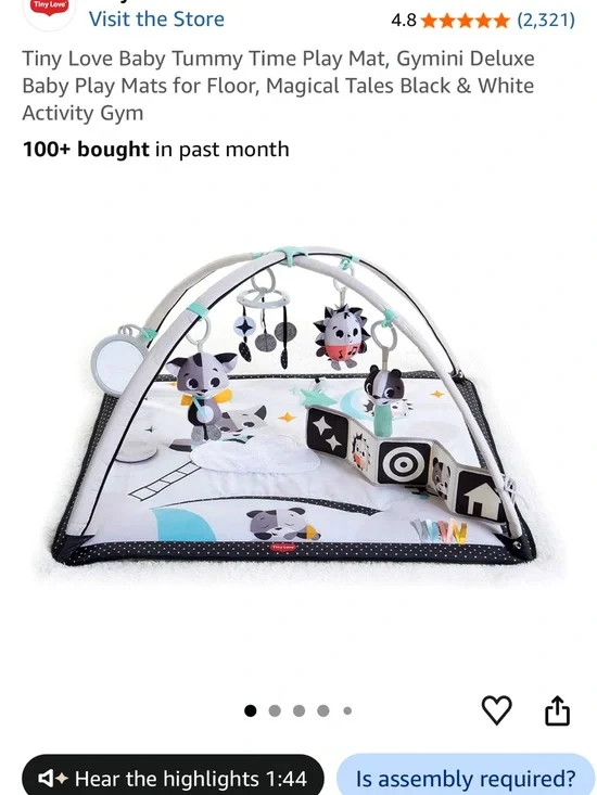 Tiny Love Black & White Baby Activity Gym Play Mat