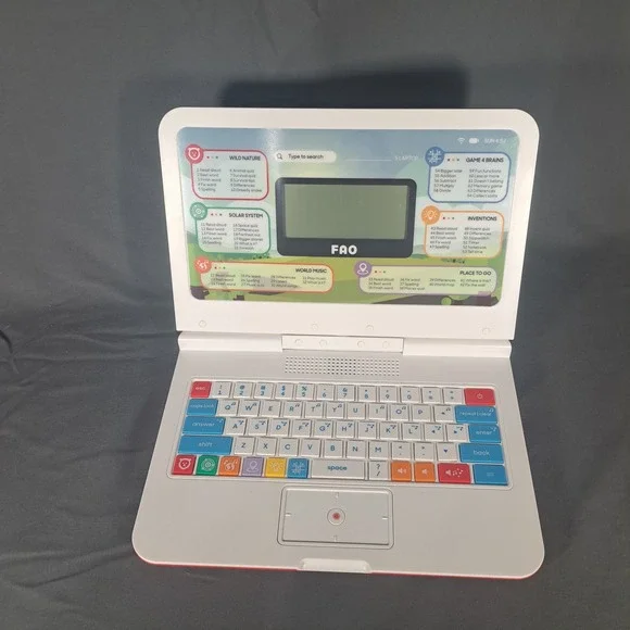 FAO Schwarz Kids‎ Toy Laptop Red White Learning Computer 1016630 Educational Fun