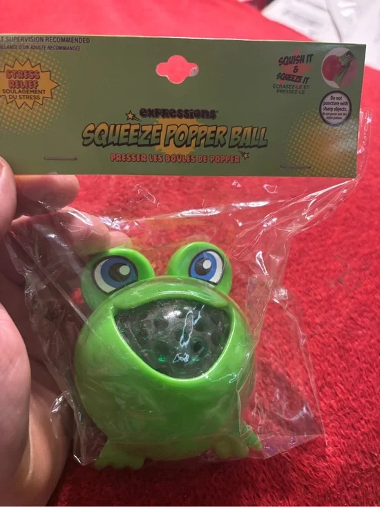 Expressions Green Frog Squeeze Popper Ball - Stress Relief Kids Toy new