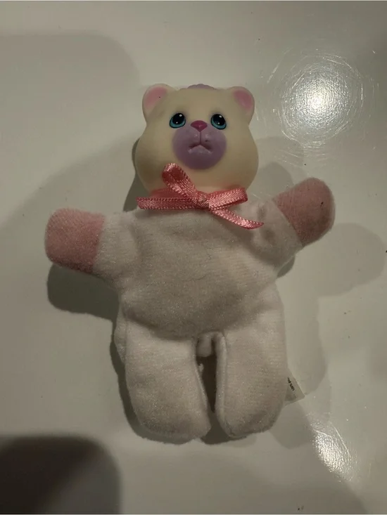 1992 Baby Cub Surprise toy by Hasbro White Bear With Pink Bow Purple Face Mini