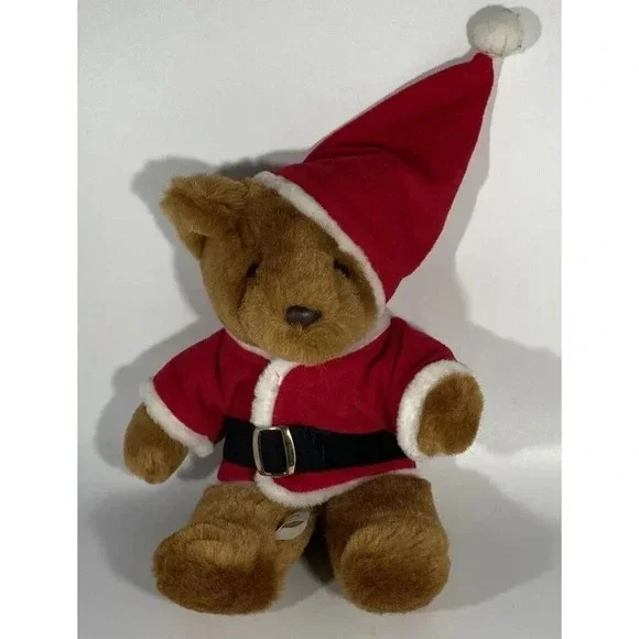 Caltoy 10 Inch Plush Stuffed Toy‎ Teddy Bear Brown Santa Claus Christmas Vintage