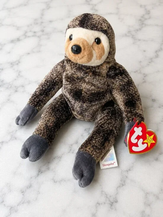 Ty Beanie Baby Slowpoke Sloth Plush Vintage Retired Collectible With Tags
