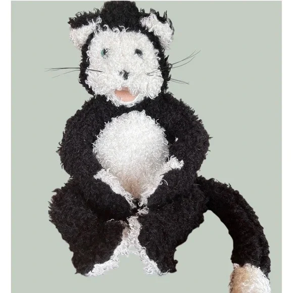 Vintage 2000's‎ Folkmanis Cartoon Cat #2554 Hand Puppet Sherpa Curly Hair Plush