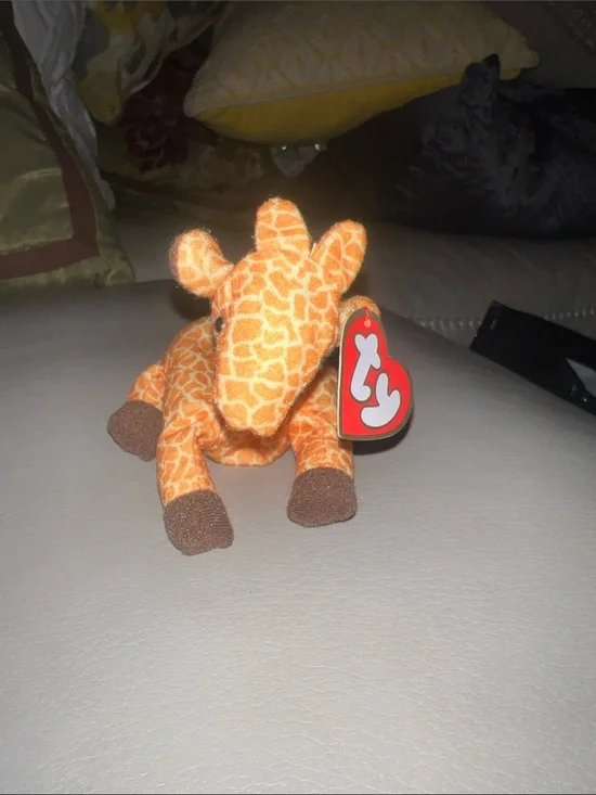 Mini Ty Orange Giraffe Beanie Plush with Brown Hooves