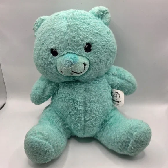 Applause Jazwares Bear Plush Teal Fuzzy Stuffed Animal 2023 6oz 9in