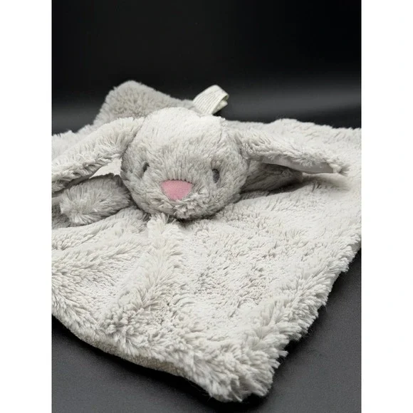 Kelly Toys Grey‎ Bunny Rabbit Plush Security Blanket Lovey Faux Fur Pink Nose