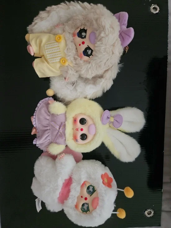 Plush Bunny and Lamb Trio — Cream, Purple, Yellow Kids Stuffed Animals