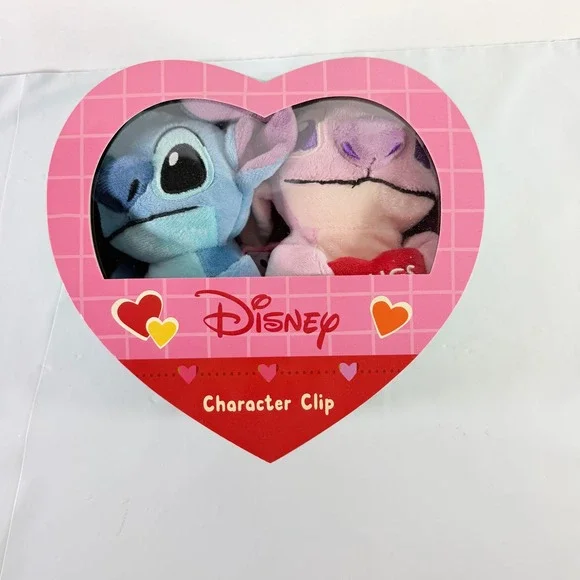 Disney Stitch Angel Valentine Plush Character Clip Set‎ In Heart Box Ruz NWT