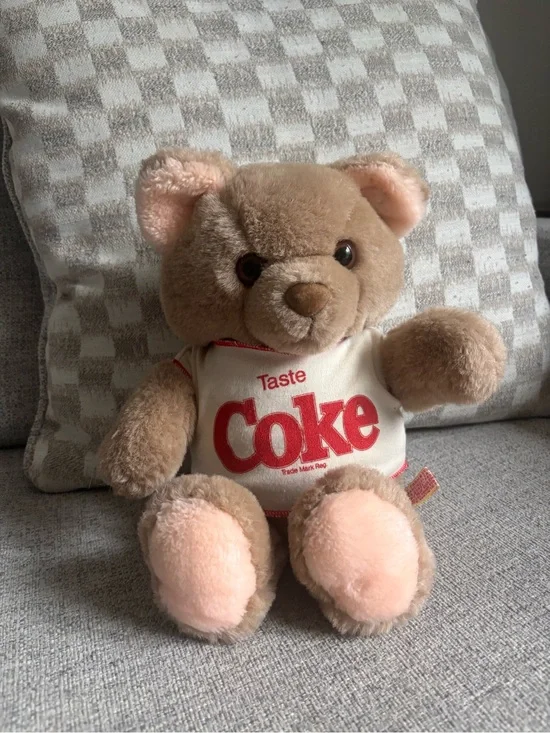 1983 Coca Cola Brown Plush Bear with Cream 'Coke' Tee and Red Logo