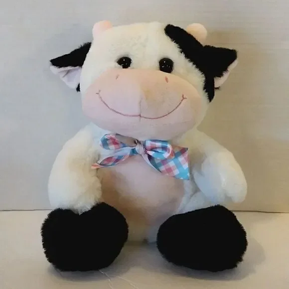 Inter American 2017 Cow With Blue Plaid Bow Stuffed Plushie Toy‎