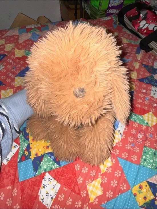 Weighted Plush Brown Fluffy Dog Toy - Soft Comfort Plush for Pets