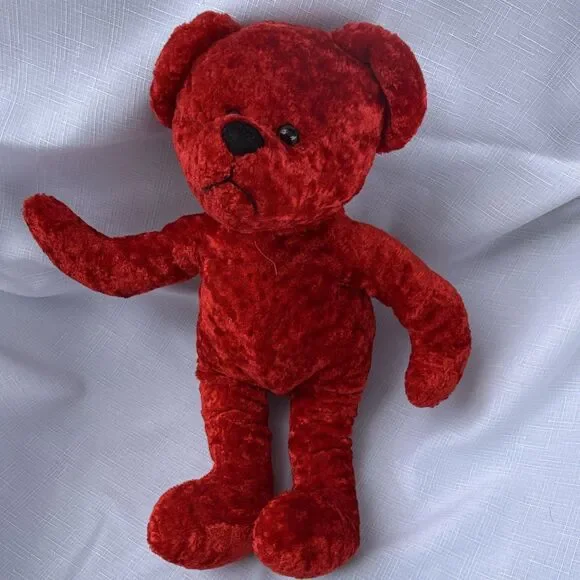 Vintage Circus Circus Vibrant Red Teddy Bear Plush Stuffed Animal 11