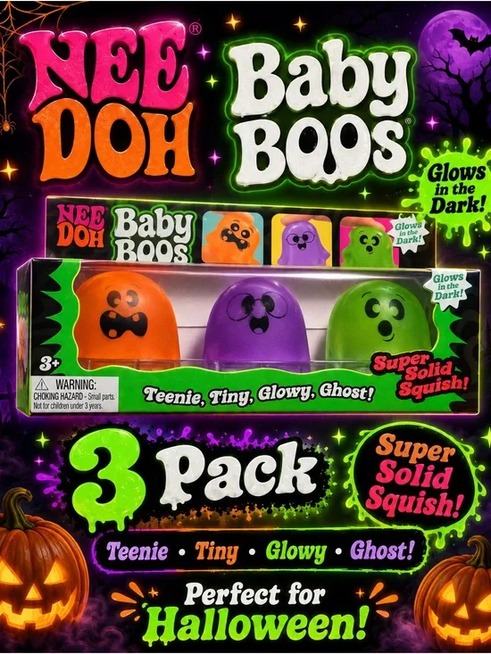 Rare Baby Boos 3-Pack Kids Toy - Orange, Purple & Green Glowy Ghosts