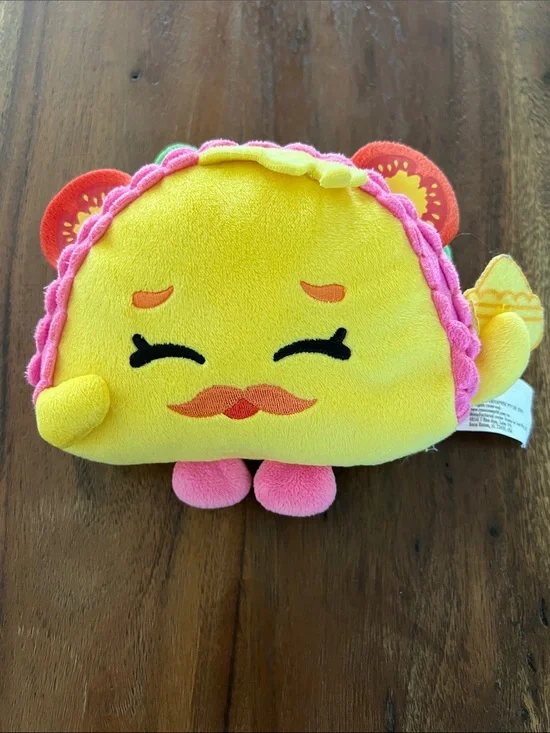Shopkins Yellow Taco Plush with Pink Trim and Orange Details