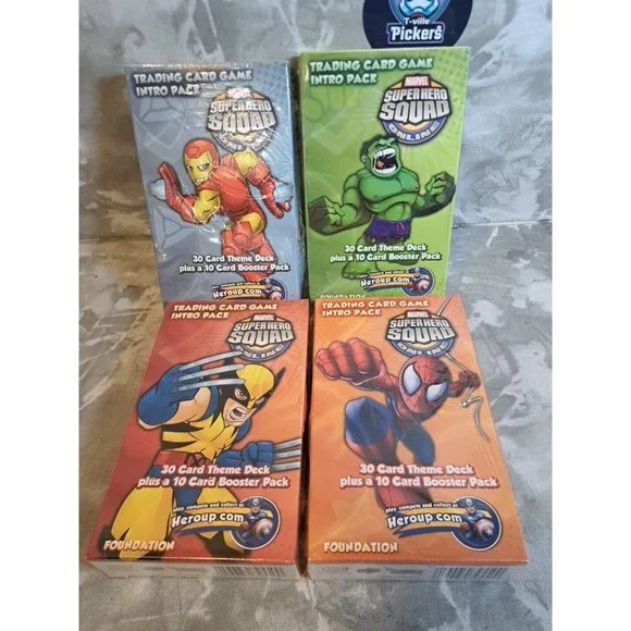 All 4-Marvel Super Hero Squad Cards Hulk, Iron Man, Spiderman, Wolverine‎