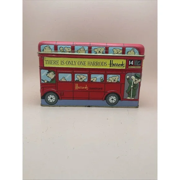 Vintage Harrods - Knightsbridge Route 14 Double Decker Bus Candy Tin‎