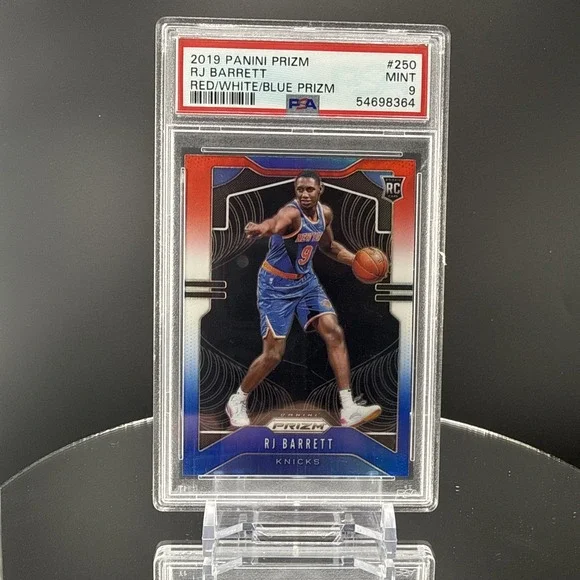 2019 Panini Red White Blue Prizm #250‎ RJ Barrett Knicks RC Rookie PSA 9