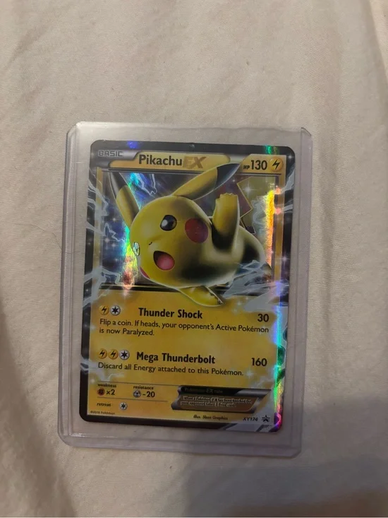 Pokemon Pikachu EX Holographic Card - Yellow