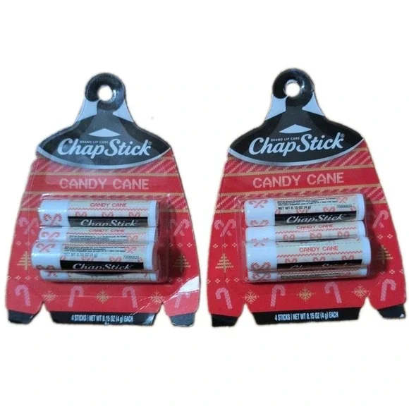 ChapStick Candy Cane Lip Balm 3-Pack Lot of 2 Peppermint Holiday Limited Edition