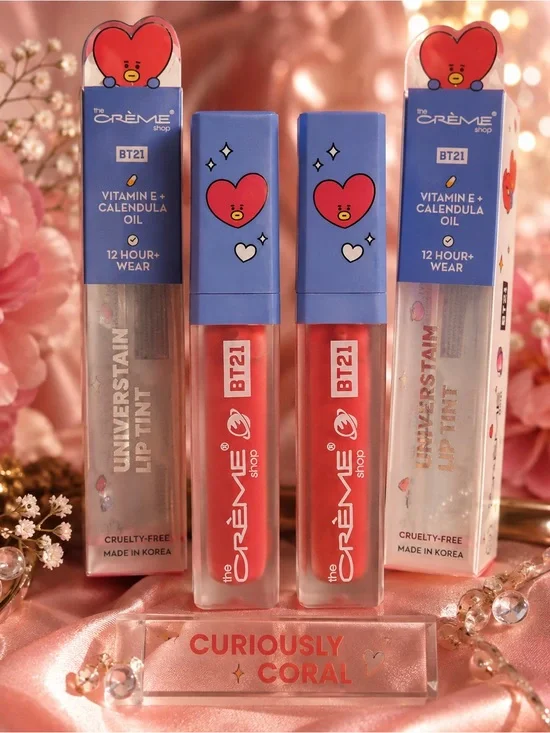 The Crème Shop x BT21 Universtain Lip Tint Bundle – Curiously Coral 💕💋