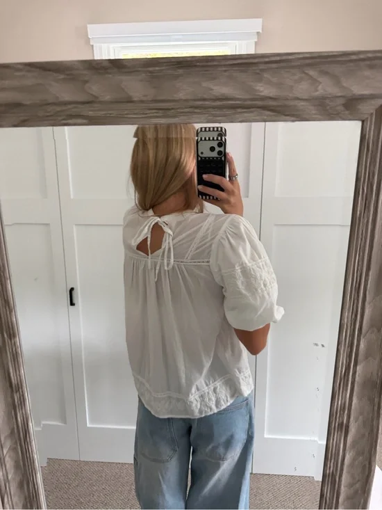 Zara White Tie Blouse size XS