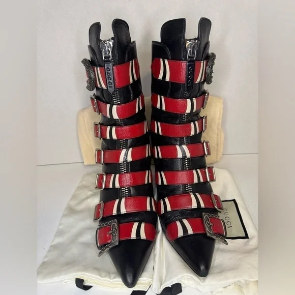 Gucci Kingsnake Dionysus Leather Multicolor Boots Size 38.